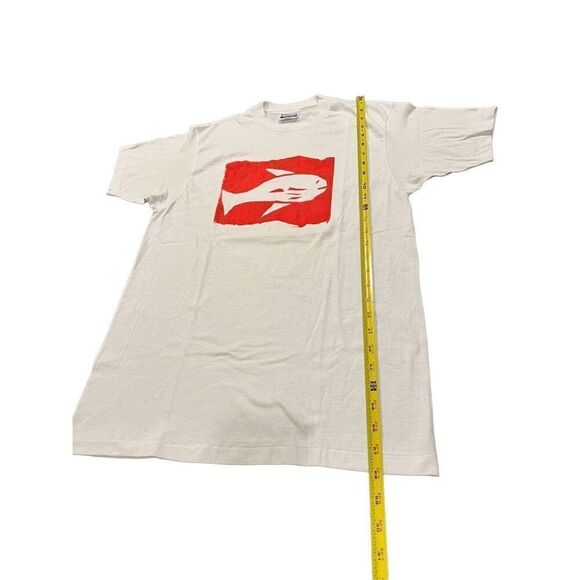 Vintage Rare HANES FISH  LOGO single stitch T-shirt size L made in USA - Picture 3 of 9